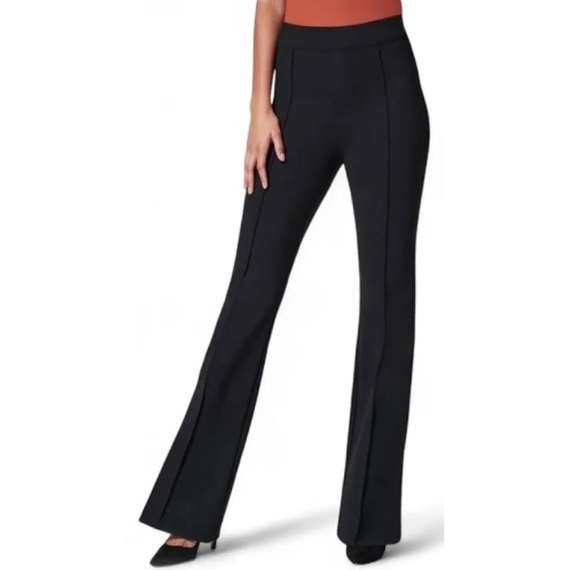 Spanx Nwt Perfect Fit Ponte Classic Black Hi Rise Flare Pants Pbp Size L Boho